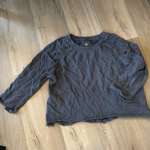 Billa Bong Navy Cropped Beachy Crewneck